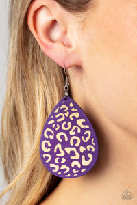 Paparazzi - Suburban Jungle - Purple Wooden Statement Earrings