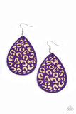 Paparazzi - Suburban Jungle - Purple Wooden Statement Earrings