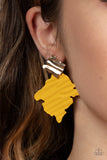Paparazzi - Crimped Couture - Yellow Post Earrings