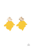 Paparazzi - Crimped Couture - Yellow Post Earrings