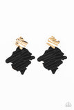 Paparazzi - Crimped Couture - Gold/Black Post Earrings