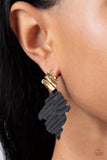 Paparazzi - Crimped Couture - Gold/Black Post Earrings