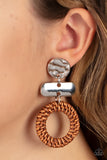 Paparazzi - Woven Whimsicality - Brown Earrings