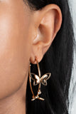 Paparazzi - Full Out Flutter - Gold Butterfly Hoop Earrings