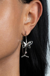 Paparazzi - Full Out Flutter - Pink Butterfly Hoop Earrings