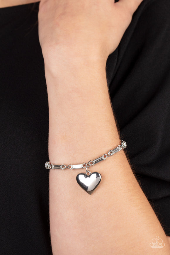 Paparazzi - Sweetheart Secrets - White Heart Bracelet