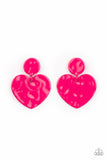 Paparazzi - Just a Little Crush - Pink Heart Earrings