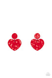 Paparazzi - Just a Little Crush - Red Heart Earrings