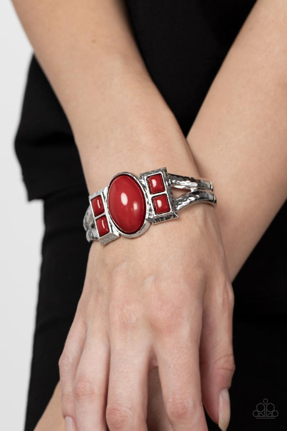 Paparazzi - A Touch of Tiki - Red Hinge Bracelet