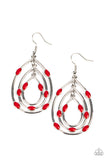 Paparazzi - Rippling Rapport - Red Earrings