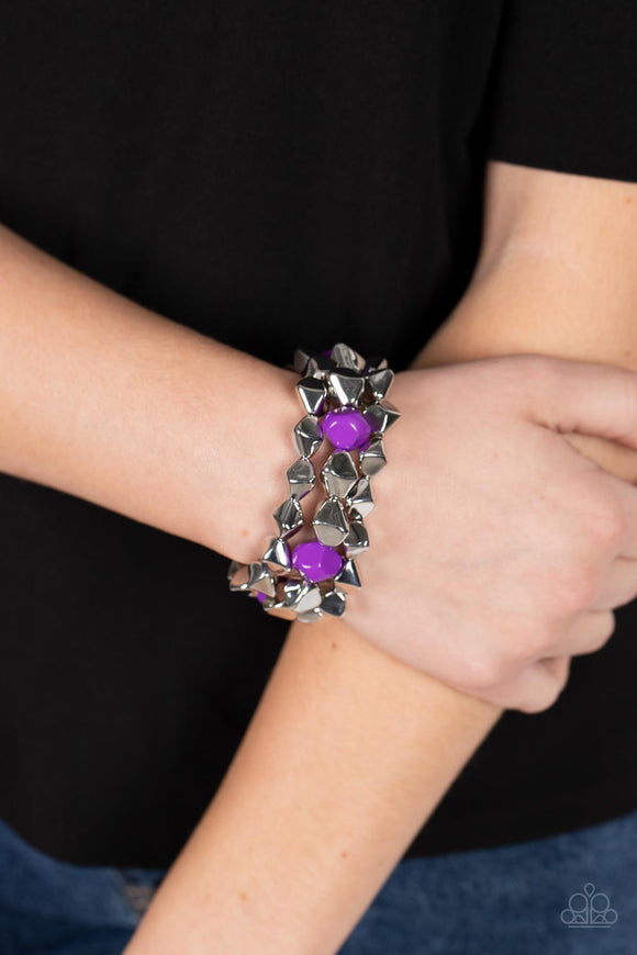 Paparazzi - A Perfect TENACIOUS - Purple Stretch Bracelet