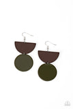 Paparazzi  -Beach Bistro - Green Wooden Earrings