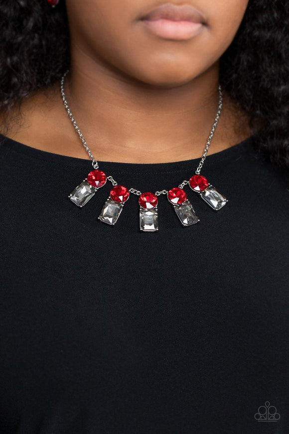 Paparazzi - Celestial Royal - Red & Silver Necklace