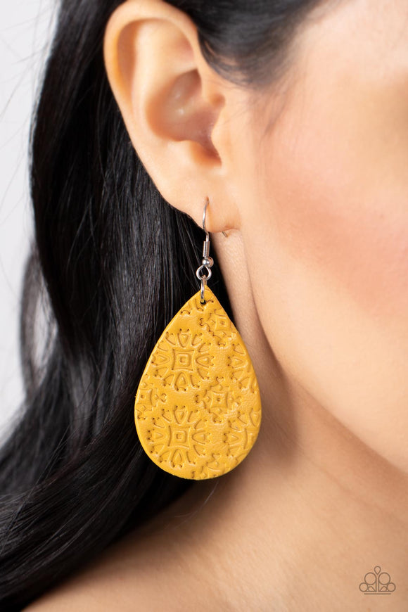 Paparazzi - Stylishly Subtropical - Yellow Earrings