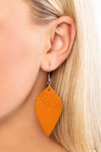 Paparazzi - Naturally Nostalgic - Yellow Leather Earrings