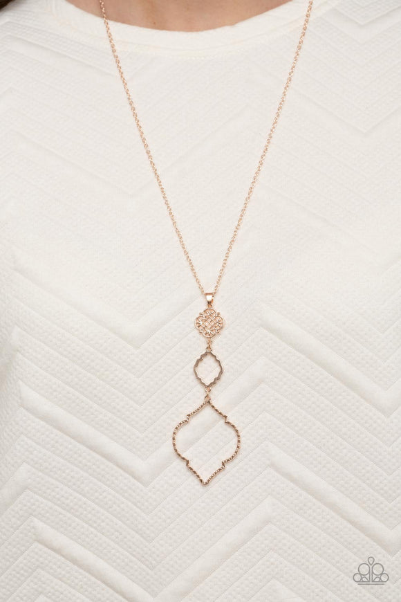 Paparazzi - Marrakesh Mystery - Rose Gold Long Necklace