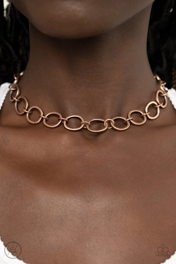 Paparazzi - 90s Nostalgia - Copper Choker Necklace