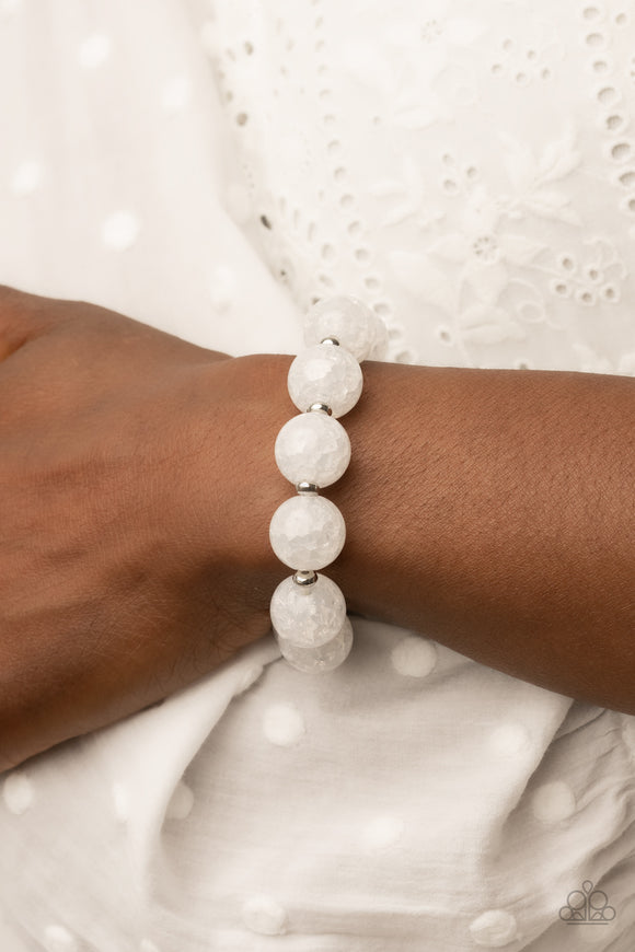 Paparazzi - Arctic Affluence - White Stretch Bracelet