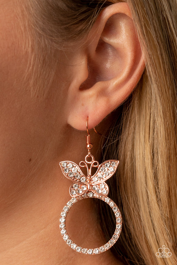 Paparazzi - Paradise Found - Copper Butterfly Earrings