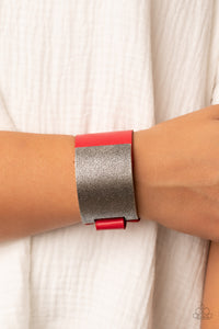 Paparazzi - Studded Synchronism - Red Snap Bracelet