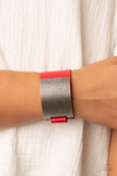 Paparazzi - Studded Synchronism - Red Snap Bracelet