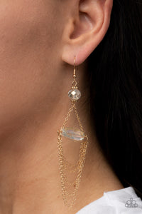 Paparazzi - Ethereally Extravagant - Gold Iridescent Earrings