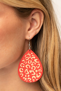 Paparazzi - Suburban Jungle - Red Wooden Earrings