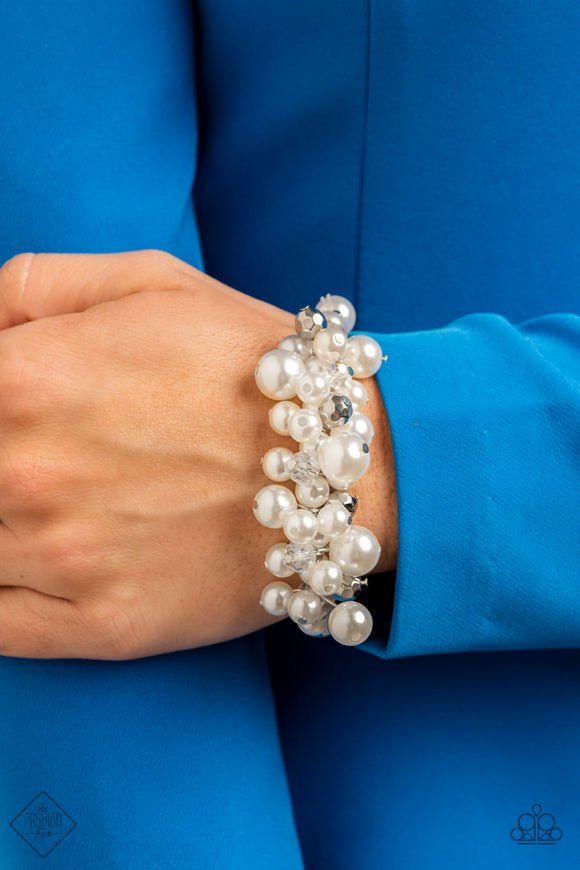 Paparazzi - Elegantly Exaggerated - White Bracelet