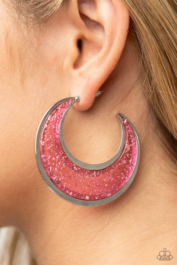 Paparazzi - Charismatically Curvy - Pink Hoop Earrings