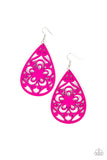 Paparazzi - Marine Eden - Pink Wooden Earrings