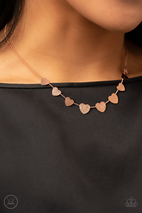 Paparazzi - Dainty Desire - Copper Heart Choker Necklace