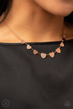 Paparazzi - Dainty Desire - Copper Heart Choker Necklace