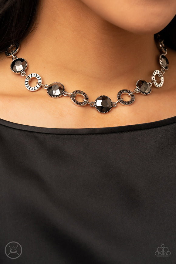 Paparazzi - Rhinestone Rollout - Silver Choker Necklace