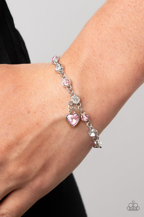 Paparazzi - Truly Lovely - Pink Heart Bracelet