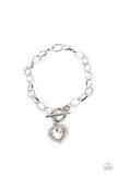 Paparazzi - Till DAZZLE Do Us Part - White Toggle Heart Bracelet