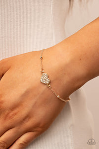 Paparazzi - Heartachingly Adorable - Gold Heart Bracelet