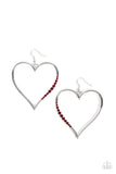 Paparazzi - Bewitched Kiss - Red & Silver Heart Earrings