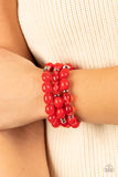 Paparazzi - Coastal Coastin - Red Necklace