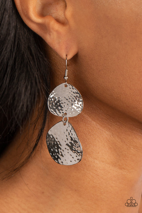 Paparazzi - Bait and Switch - Silver Earrings