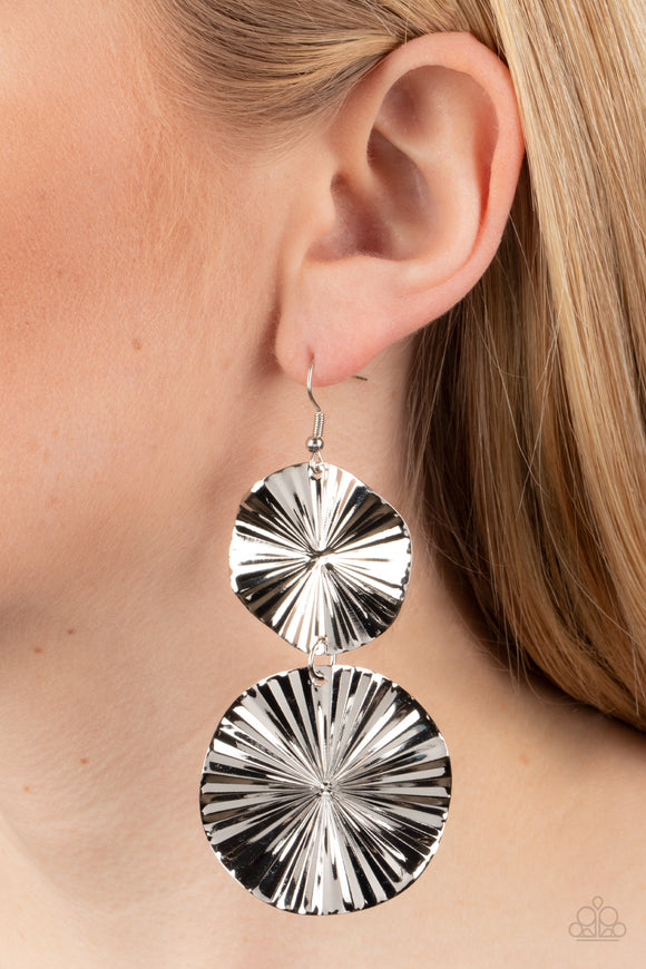 Paparazzi - In Your Wildest FAN-tasy - Silver Earrings