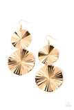 Paparazzi - In Your Wildest FAN-tasy - Gold Statement Earrings