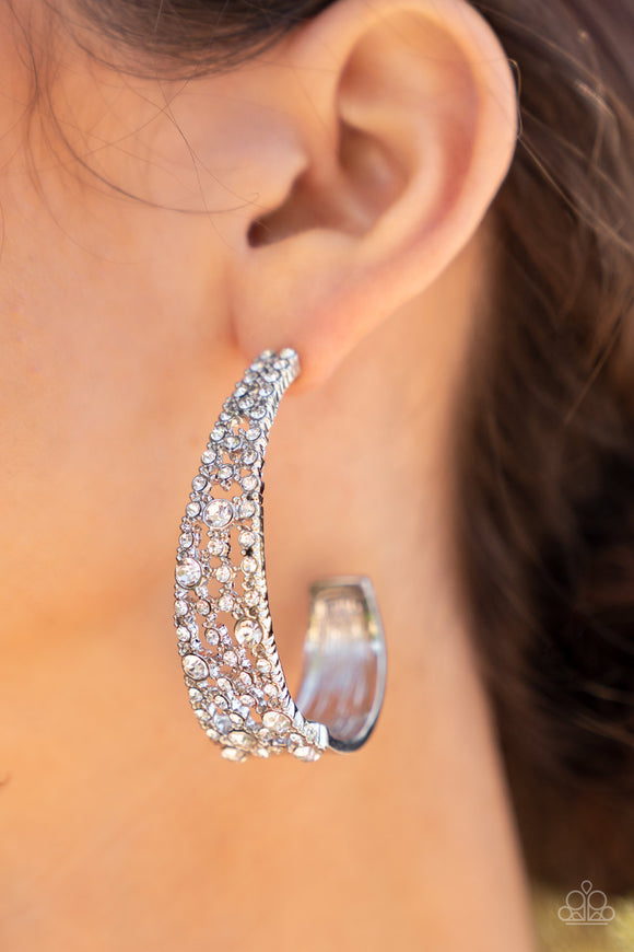 Paparazzi - Cold as Ice - White Rhinestone Earrings