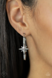 Paparazzi - Lone Star Shimmer - White Hoop Earrings