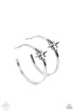 Paparazzi - Lone Star Shimmer - White Hoop Earrings