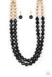 Paparazzi - Greco Getaway - Black & Gold Necklace