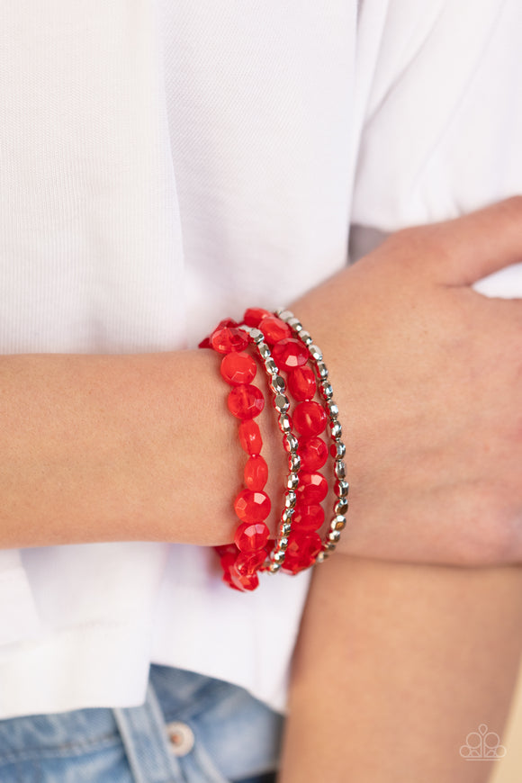 Paparazzi - Seaside Siesta - Red Bracelet