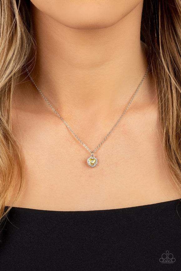 Paparazzi - A Little Lovestruck - Yellow Heart Necklace