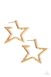 Paparazzi - All-Star Attitude - Gold Star Hoop Earrings