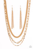 Paparazzi - Galvanized Grit - Gold Necklace