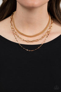 Paparazzi - Galvanized Grit - Gold Necklace